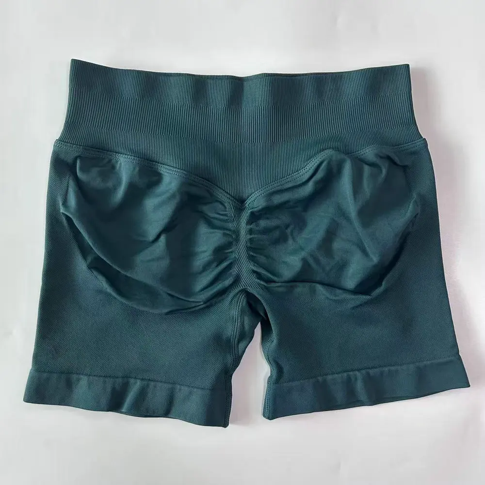 Geen logo shorts Lage geribbelde band Yogashorts Naadloze Scrunch Bum Workout Gymshorts Booty Stretch hardloopshorts Fitnesskleding