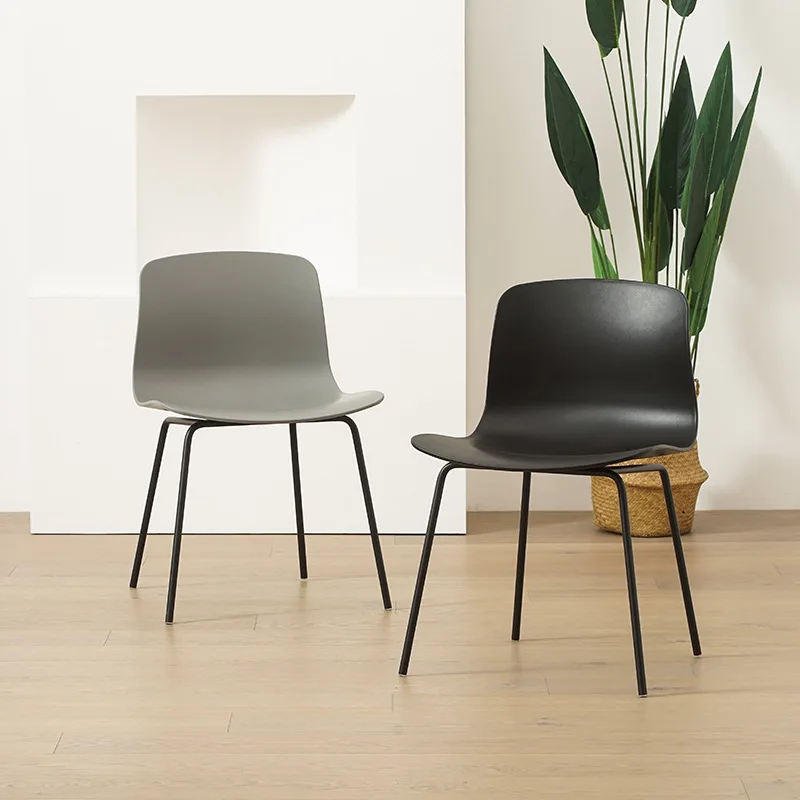 Nordic Modern Minimalist Home Dining Chair Iron Leg with Cafe Hotel Backrest Designed for General Use Plastic Metal Material