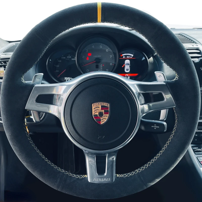 

Сделай Сам, личная кожа, ручная работа, чехол на рулевое колесо для Porsche macan Cayenne panamera 718 911, интерьер автомобиля