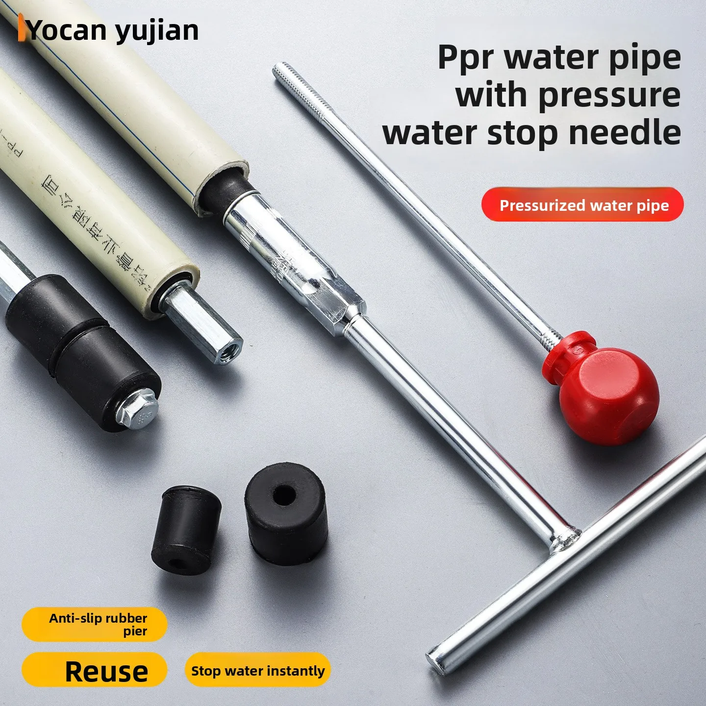 PPR Pipe Heat Fusion Repair Tool with Water Shutoff Needle and Pressure Stopper for Fast Plumbing Leak Repair at Home