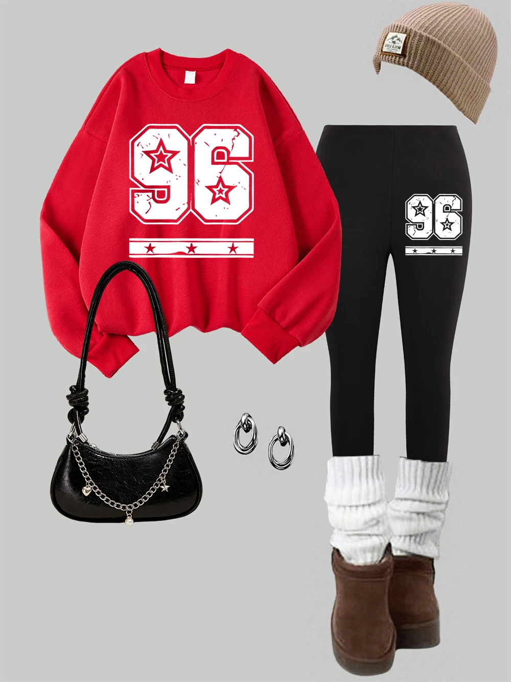 

Женские толстовки с принтом пентаграммы и 96 букв, комплект из 2 предметов, леггинсы, осенние теплые толстовки с капюшоном, брюки, повседневная женская одежда