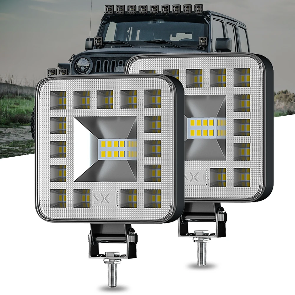 Car LED Work Light Combo Beam 3030 SMD 87 Watts Super Bright Flood Spot 6500K DC 12-24 Volts Spotlights Truck 4x4 4WD