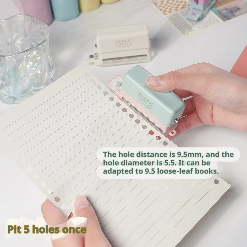 5-Hole Paper Punch Handheld Mini Puncher Portable Support Multiple 20/26/30 Hole Punching 5.5mm Aperture For A4 A5 B5 Notebook