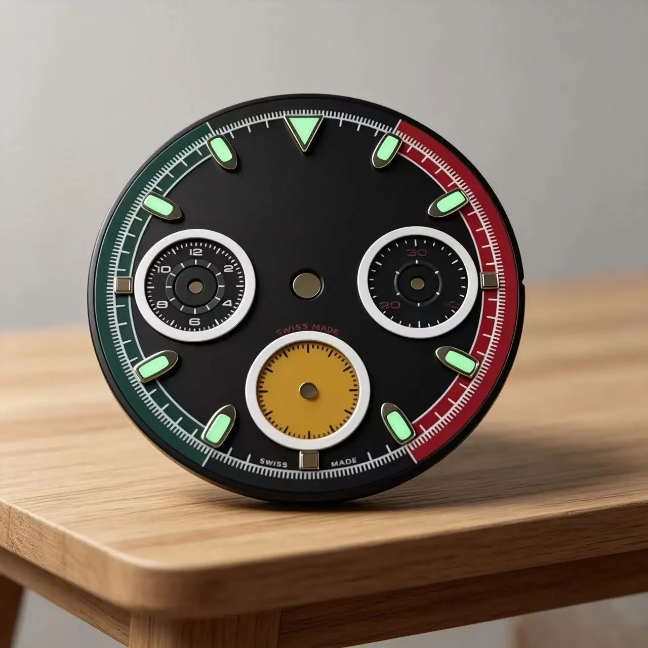 VK63 dial 29.5mm panda three-eye green luminous dial S dial suitable for Seiko mod