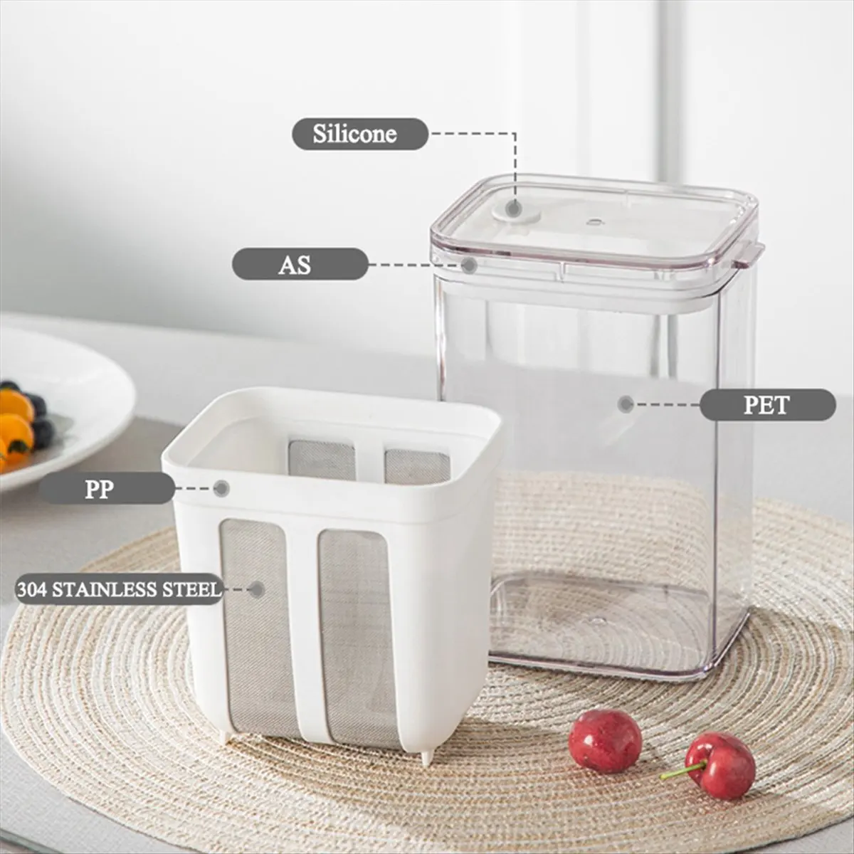 DT81 1800ml Yogurt Filter Greek Yogurt Strainer Food Strainer Storage Container Whey Separation Cheese Tools Kitchen Supplies