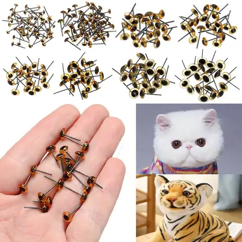 Transparente marrom boneca olhos de vidro para crianças, narizes, feltragem agulha, ursos, animais bonecas, brinquedos acessórios, DIY, 20 pcs, 50pcs