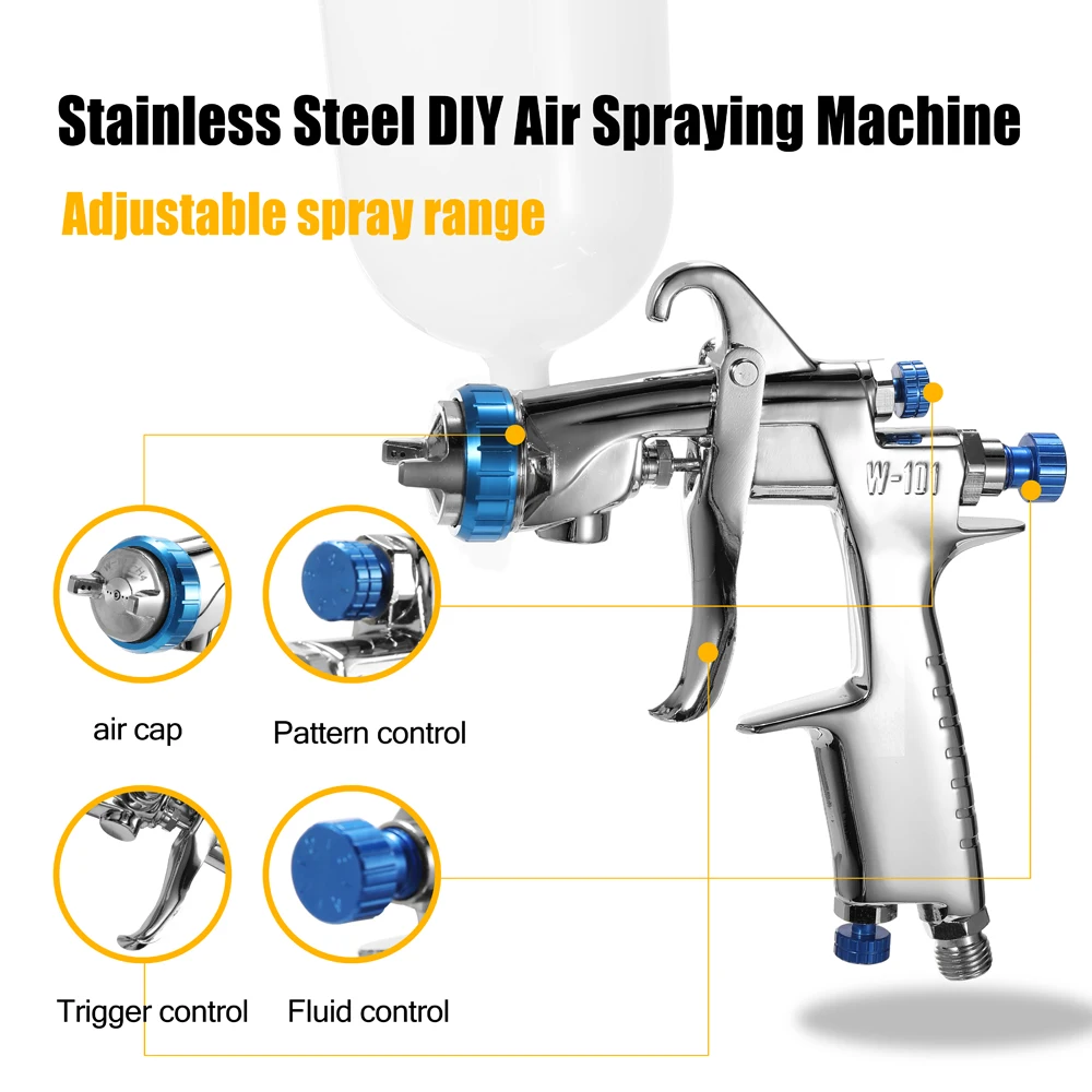 W101 Spray Gun Airbush Nasedal Professional Stainless Steel DIY Air Machine Hand Manual Painting Tool Feed Fluid Cup