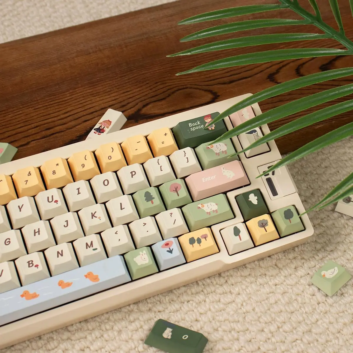 152 Keys PBT Custom Keycaps Spring Ranch Keycap Set Fit for 61 64 87 104 108 Cherry Mx Switches Keyboard Mechanical Keyboards
