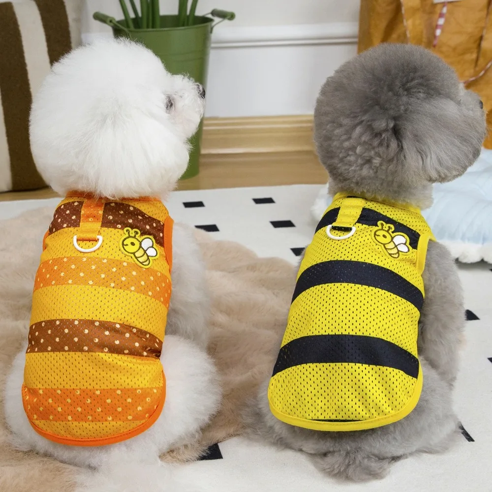 

Lovely Bee Pattern Dog Vest Mesh Breathable Dog T-Shirt Comfortable Cute Puppy Clothing Daily Wear