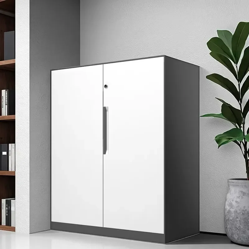 CHNSNILE 2-Door Metal Mobile Office Storage File Cabinet Double Tiers Foldable with Waterproof Steel Handle for School
