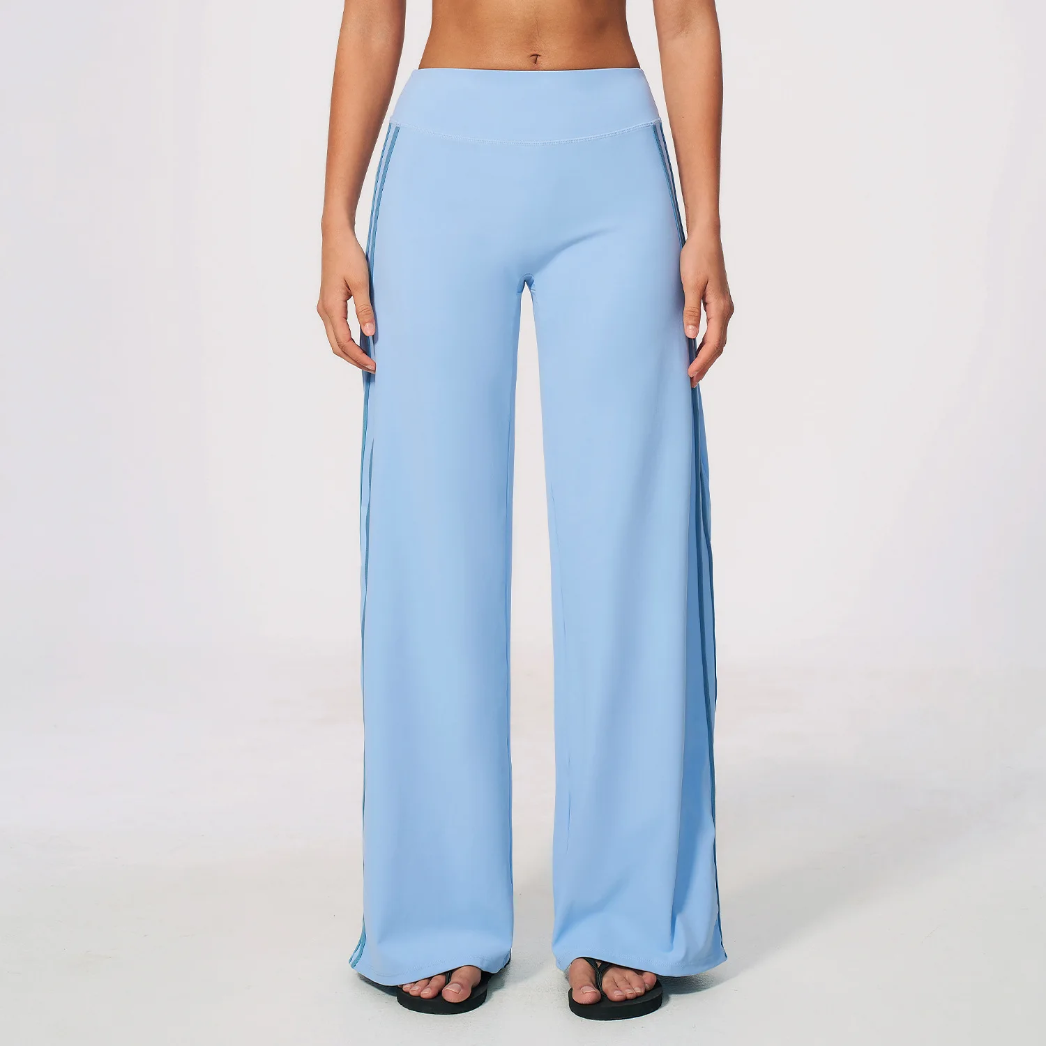 Contrast Color Yoga Pants Side Striped High Waist Gym Sports Wide Leg Trousers Hip Lifting Workout Fitness Outdoor Running Pants
