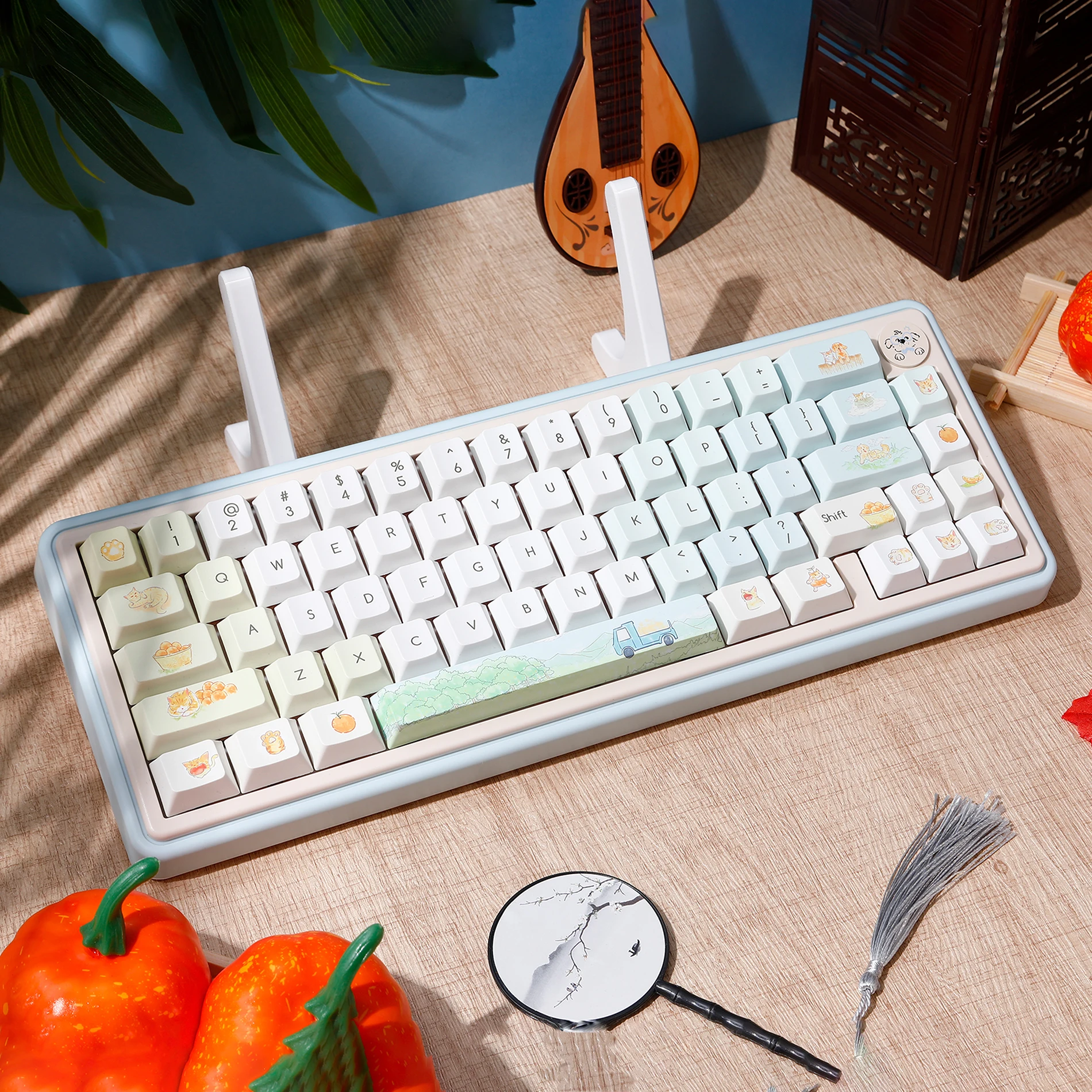 

Cherry Pbt сублимационные индивидуальные механические колпачки для клавиш розового и синего цвета, 145 клавиш, раскладка Алисы/анси/исо, милые колпачки для клавиш