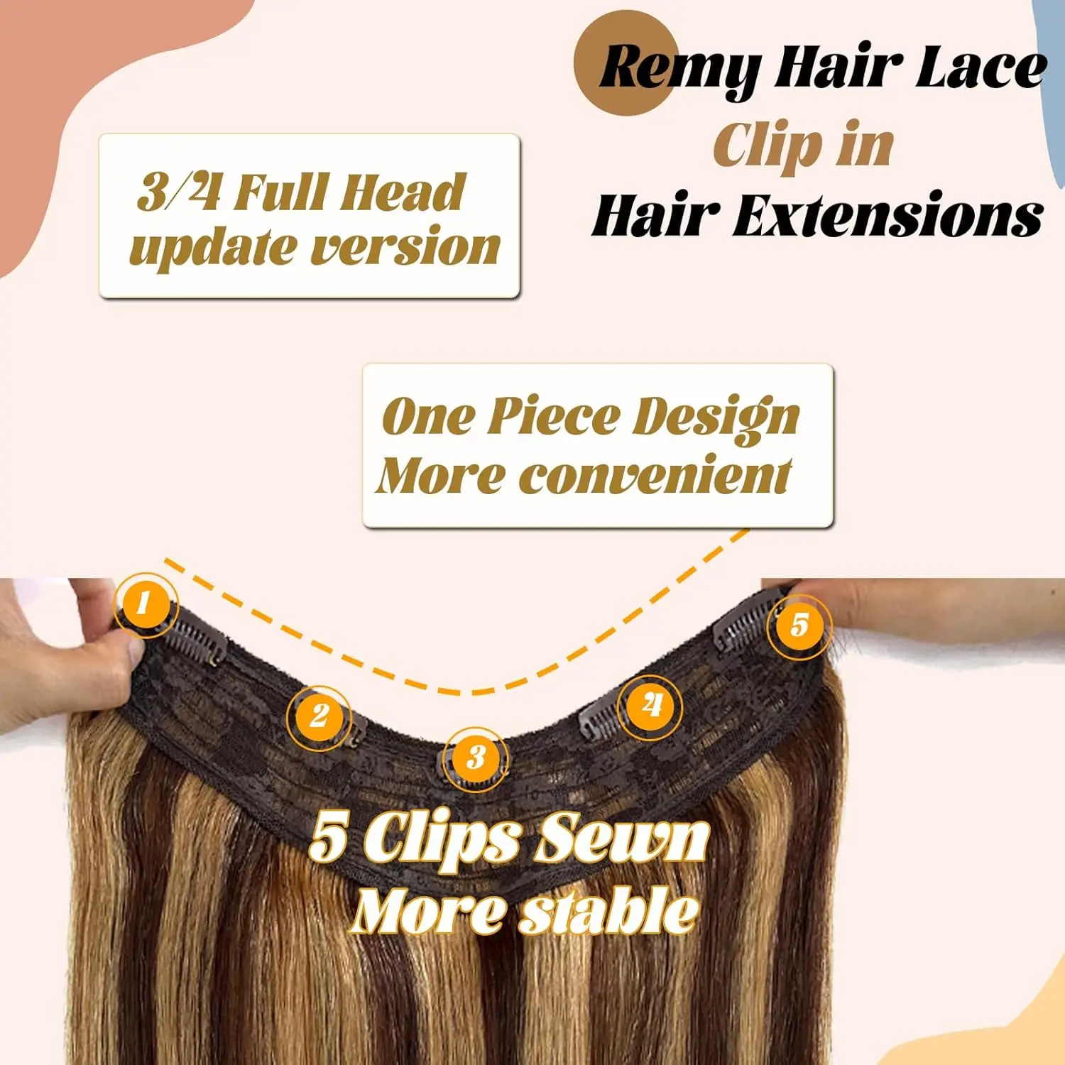 # 4/27 مشبك مستقيم في وصلات الشعر 100% شعر الإنسان تسليط الضوء على قطعة واحدة 5 مقاطع 3/4 كامل رئيس شعر مستعار بشري للنساء #4