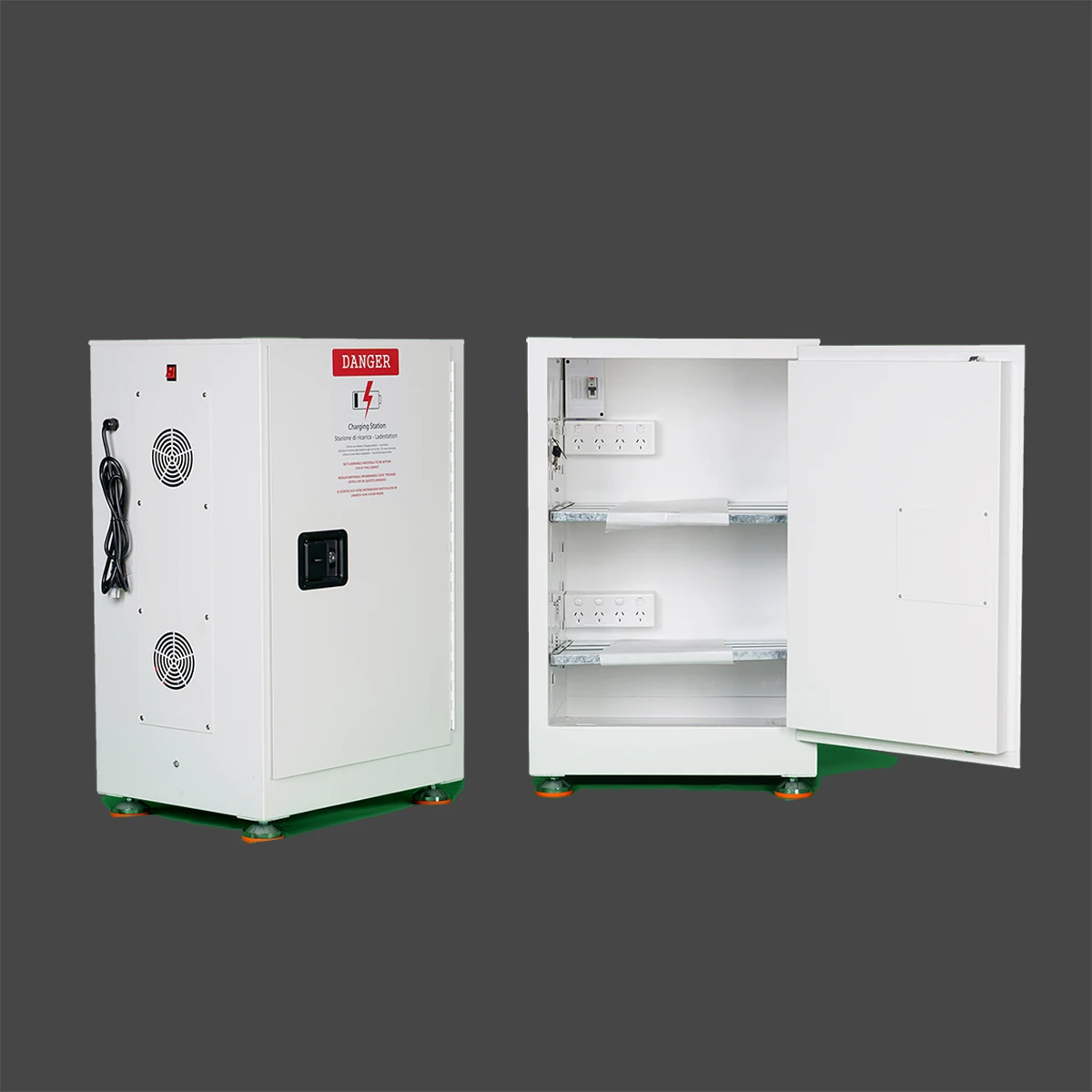 8-Device Fireproof Lithium Battery Charging Cabinet for Laptops Tablets Scooters Electric Cars