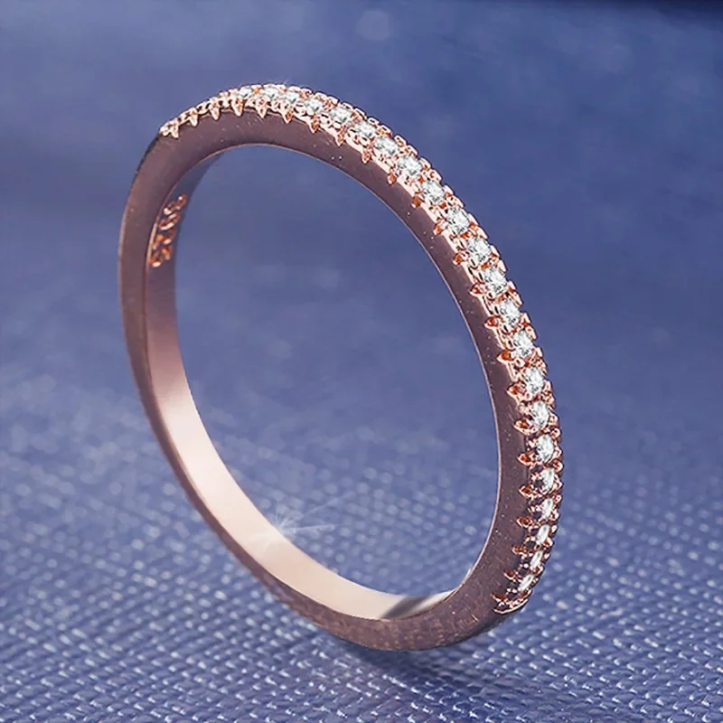 2024 New Trendy Rose Gold Silver Color Round Fashion Ring for Women Party Gift Jewelry Wholesale R5085a