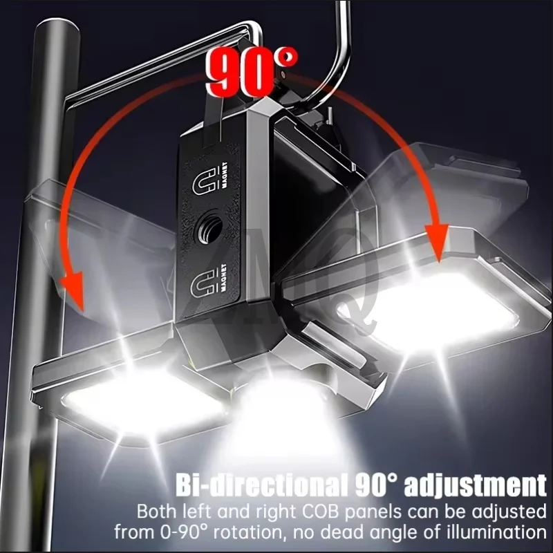 Mini Multifunctional LED Flashlight Keychain Light Double COB Lights USB Rechargeable with 90° Foldable Emergency Portable Light