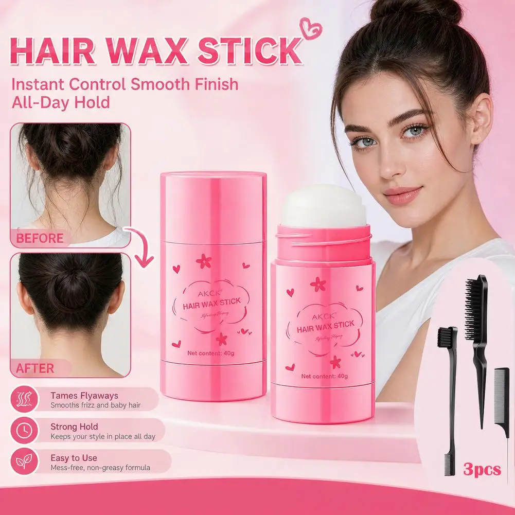 Hair Wax Stick Hair Artifact Anti-Frizz Stick Shattered Hair Finishing Cream Fix Wax Styling Smooth Artifact Safe And Gentle 40g
