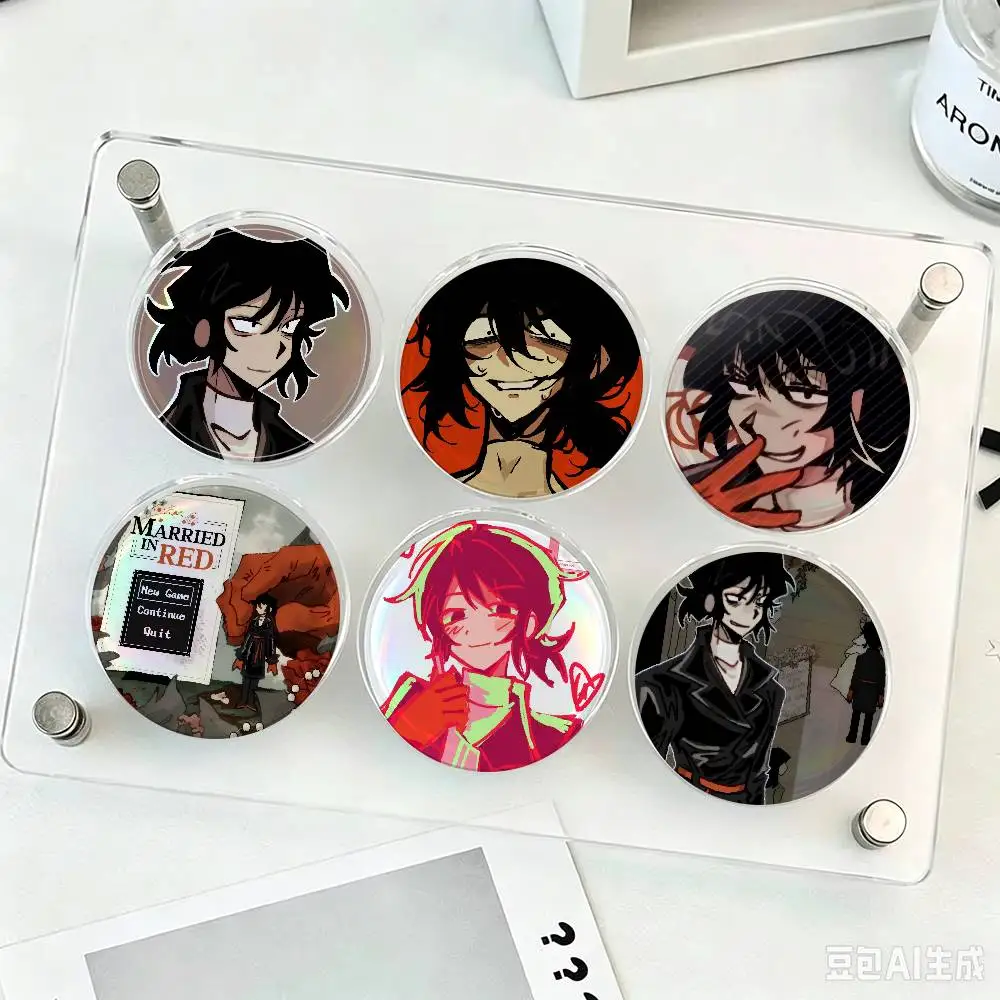 M-Married In Red B-Bok su Custom   Badge Creative Round Plastic Brooch Clothes Decorative Pins Jewelry Gifts for Friends