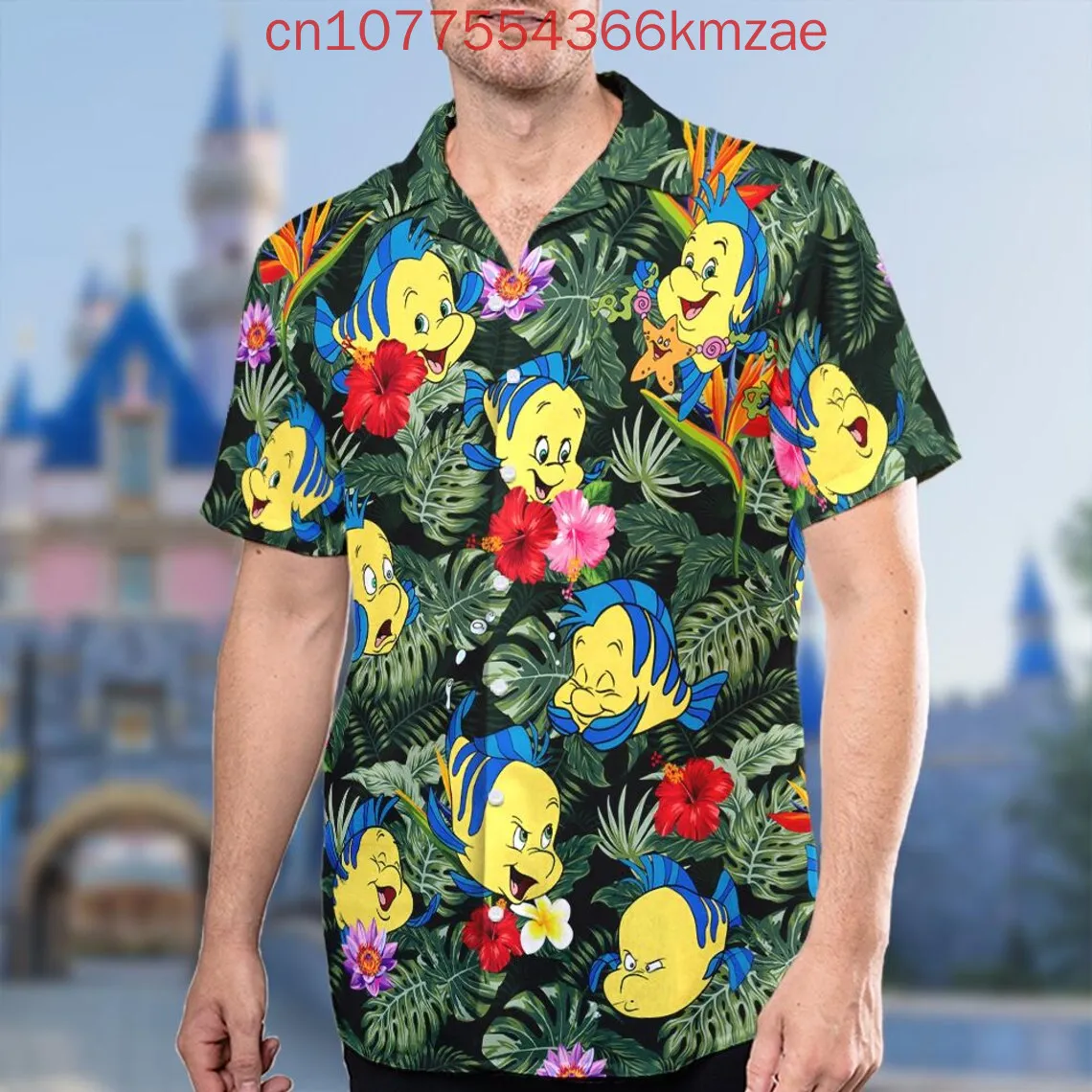 

Summer New Hawaiian Shirts 3D Print Disney The Little Mermaid Short Sleeve Shirt Hip Hop Men And Women And Kids Button Shirts