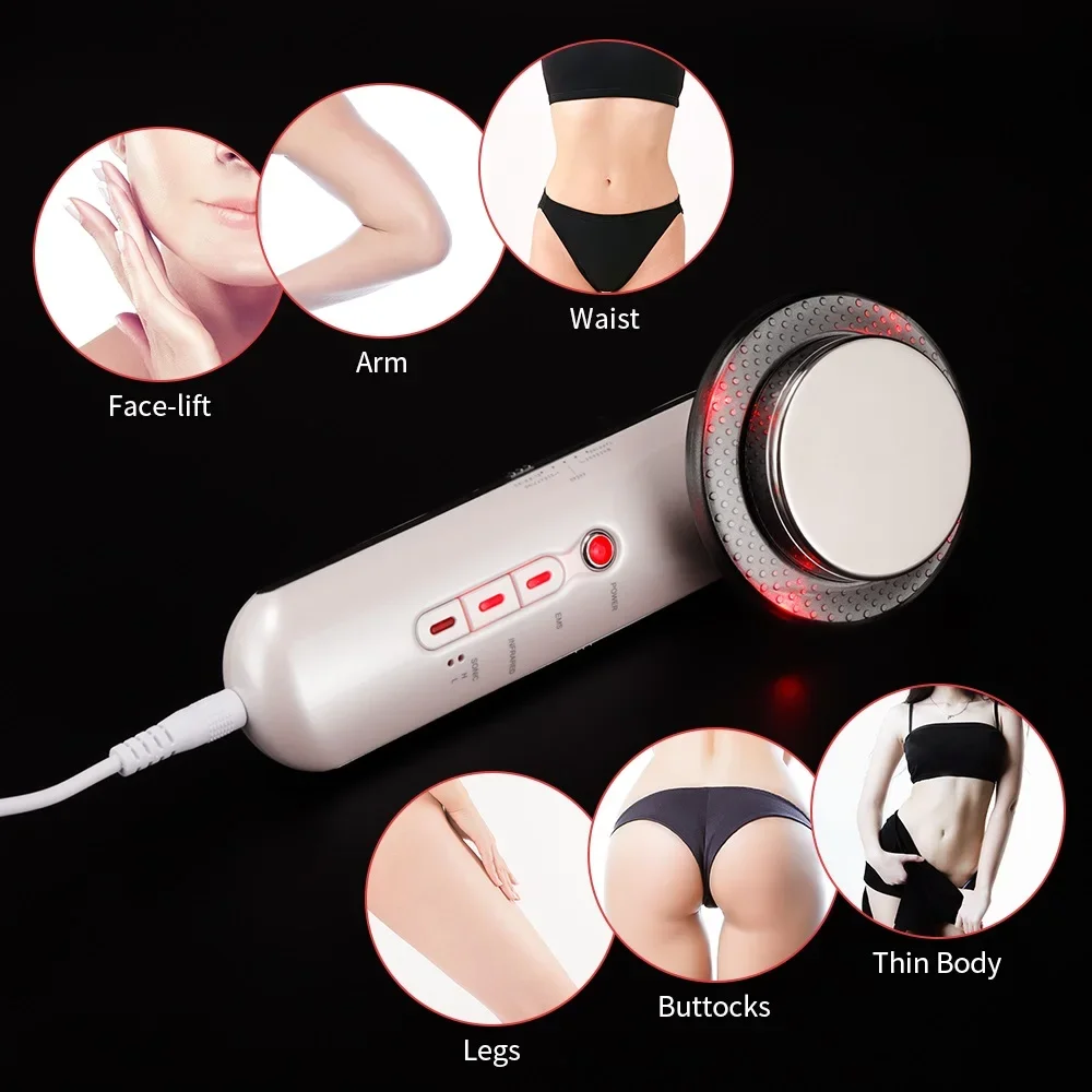 EMS Infravermelho Ultrasonic Corpo Massageador, Facial Levantamento Massageador, Ultra-som Emagrecimento Dispositivo, Queimador De Gordura Cavitação, Rosto Beleza Máquina, 3 em 1