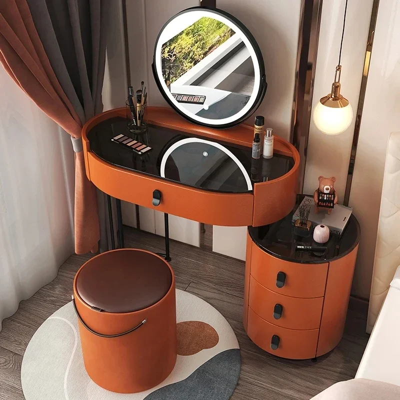 

LED Container Dressing Table Makeup Mirror Chair Drawer Luxury Dressing Table Bulb Bedroom Vestidores Lounge Suite Furniture