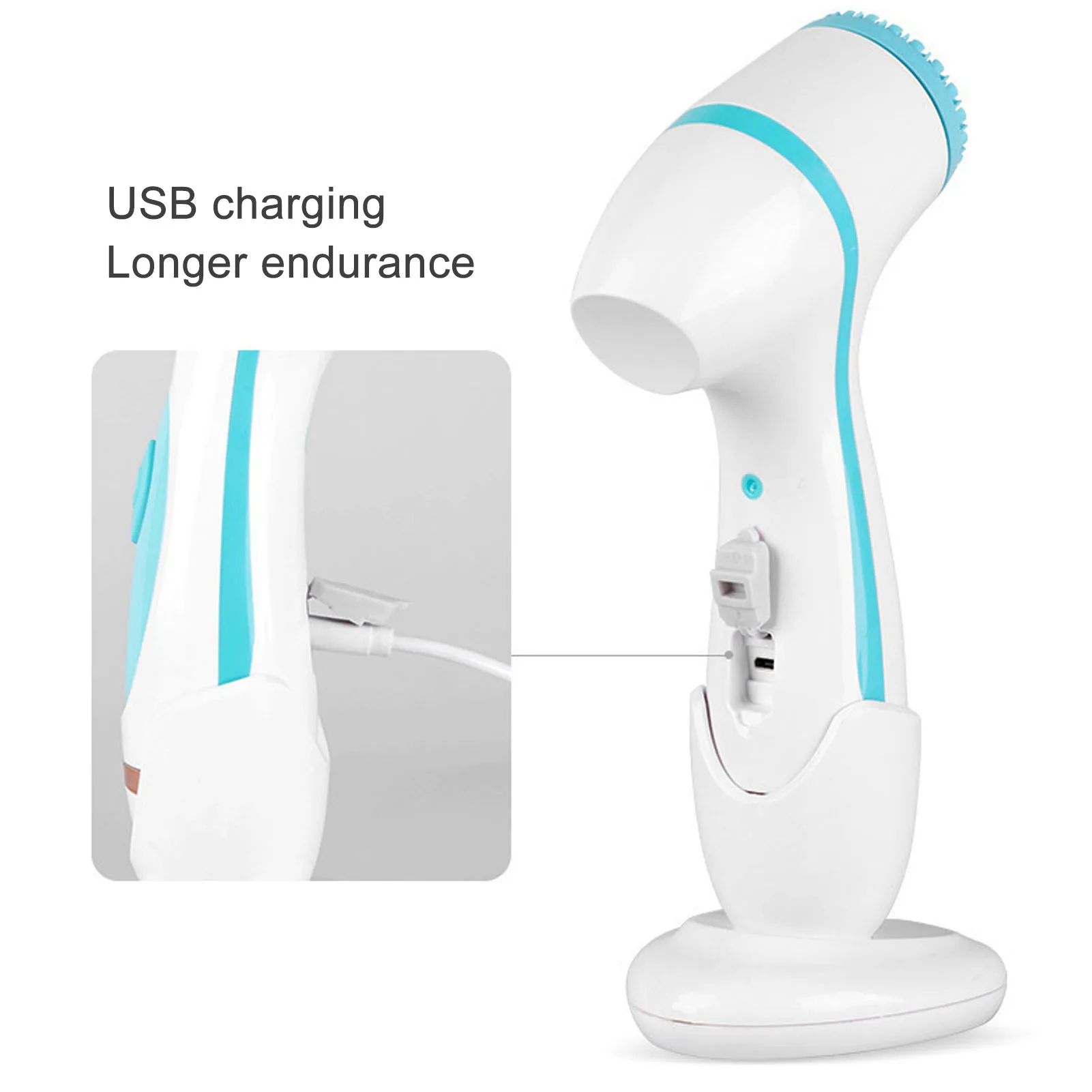 Facial Electric Cleaner Rechargeable Silicone Massage Cleansing Face Brush with Heads