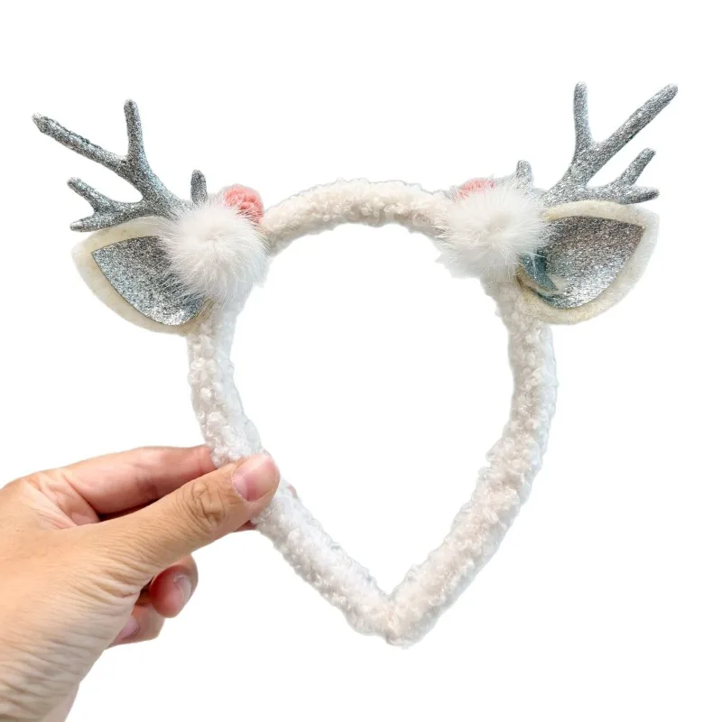 عيد الميلاد عنصر قرون الرنة القرن عقال للفتيات عقال الأحمر Bowknot عيد الميلاد حزب الديكور هدية إكسسوارات الشعر #6