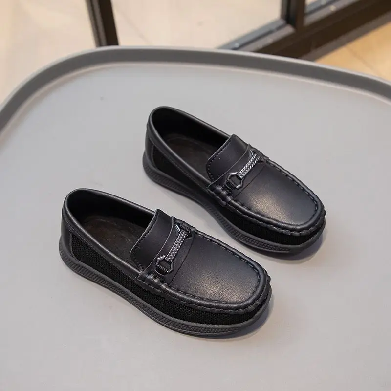 

Kids Leather Shoes Classic British Style Soft Sole Slip on For Boys Girls Big Kids Casual School Shoes Non Slip Breathable