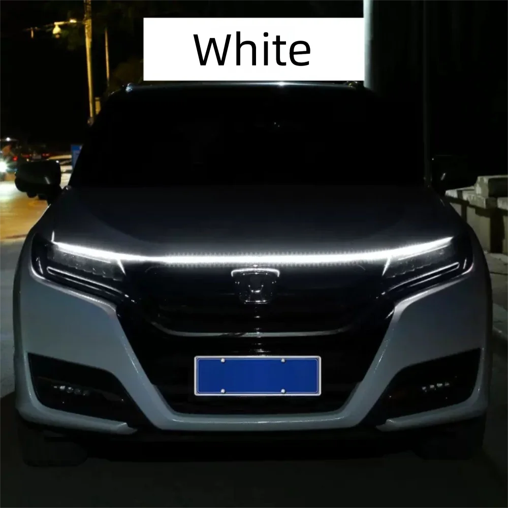 Waterproof Dynamic Meteor Car Hood Lights Strip 12V Cuttable LED Strips Engine Hood Guide Light with Start Scan Meteor Universal