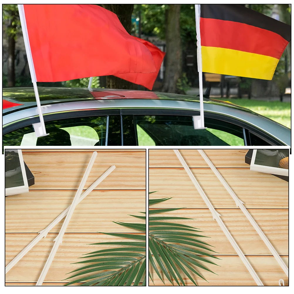 

12pcs Car Window Flagpole Mount Compact Flag Rods For Vehicle Outdoor Travel Sturdy Plastic Clip Designed Tool Vehicle Accessory