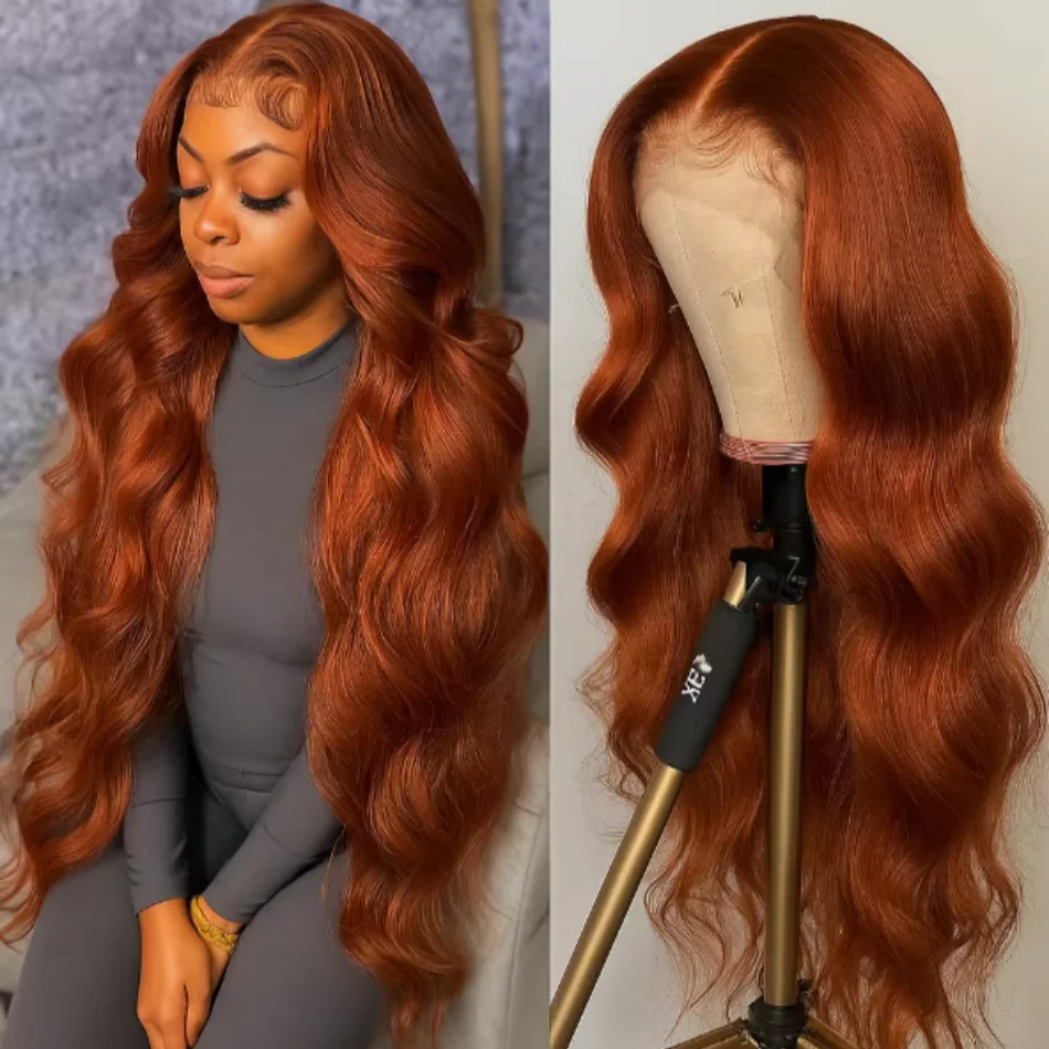البني المحمر الجسم موجة 13X6 HD الدانتيل الباروكة الأمامية N33 الملونة الدانتيل الجبهة خصلات الشعر المستعار الإنسان للنساء 13x4 الجسم موجة خصلات الشعر المستعار الإنسان #2