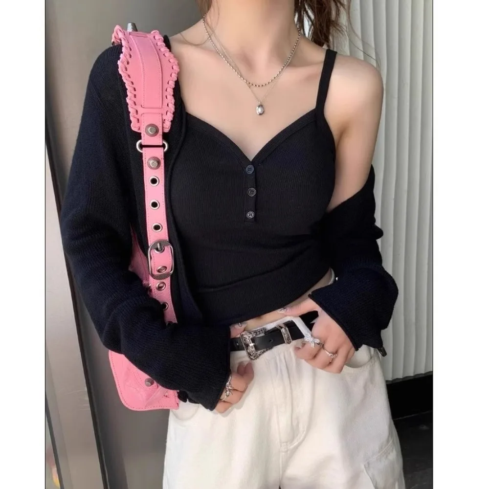 

Модный дизайн на пуговицах Spice Girl, летний слинг с подушечками на груди, красивый жилет на спине, верхняя одежда, повседневный укороченный топ для женщин