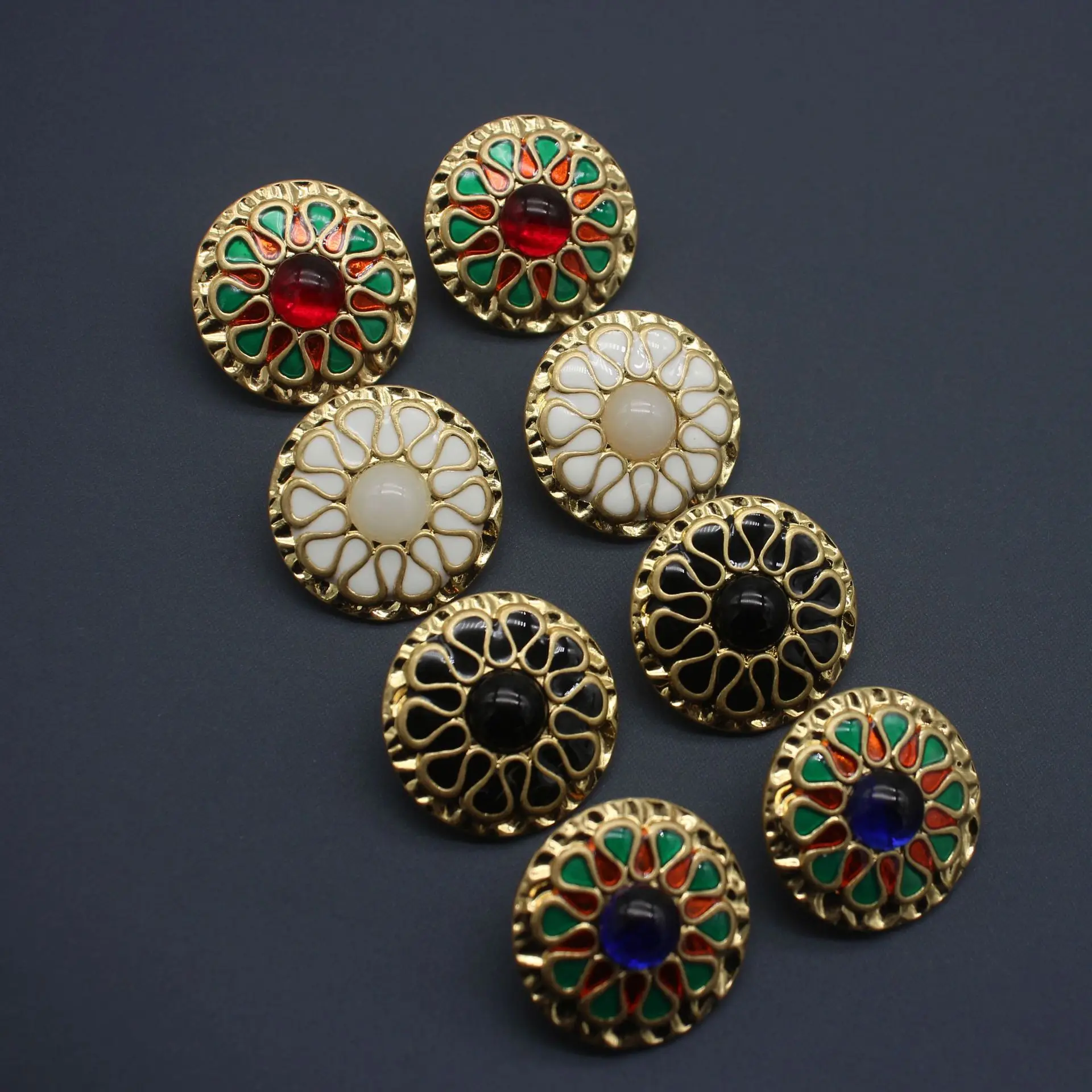 

Vintage Earrings Enamel Colored Original Earrings 925 Needle Black Yellow Earrings Women's Jewelry