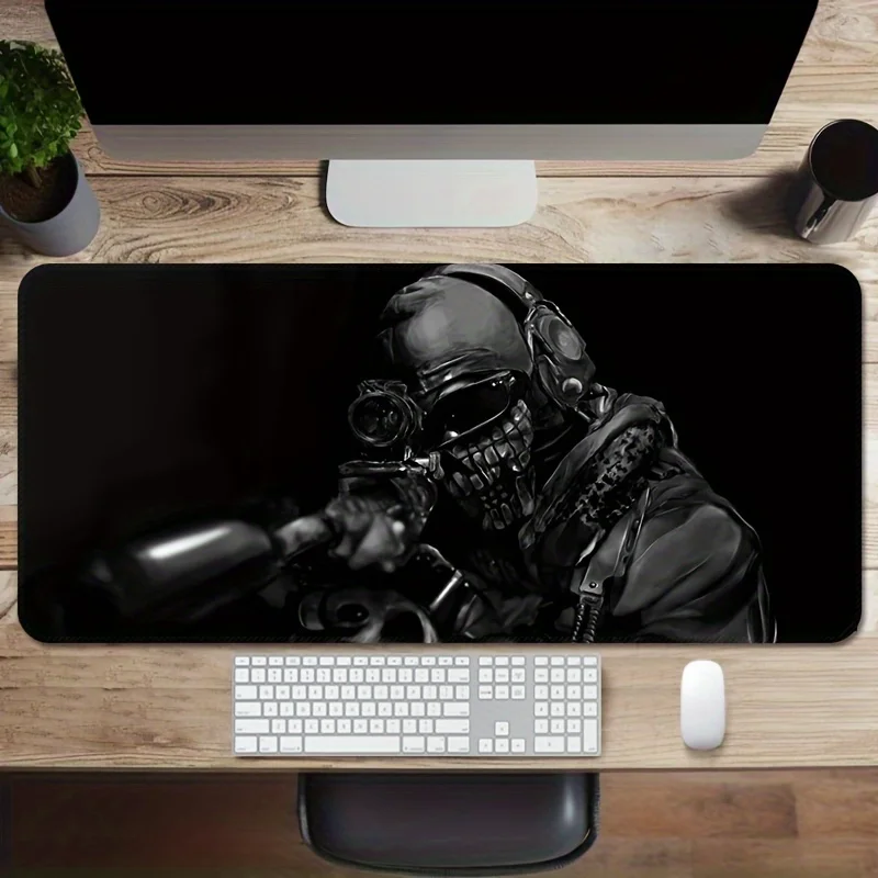 Soldier Mouse Pad Gun Mousepad Extra Large Gaming Desk Mat Anti-slip Rubber Base Pads Precision Stitched Edge for Gamer & Office