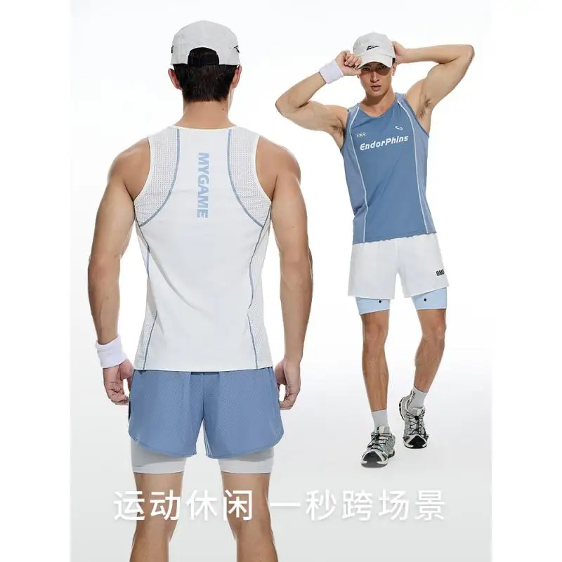 DROZENO Training Clothes High Elastic Summer Stitching Color Line Running Sleeveless Breathable