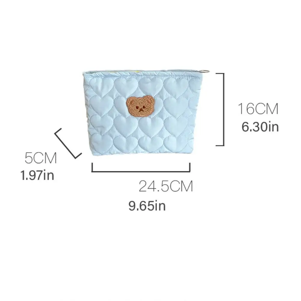 Saco de maquiagem de grande capacidade do urso Lingge Batom Zipper Bag Saco de lavagem de viagem bonito Saco de armazenamento estilo coreano