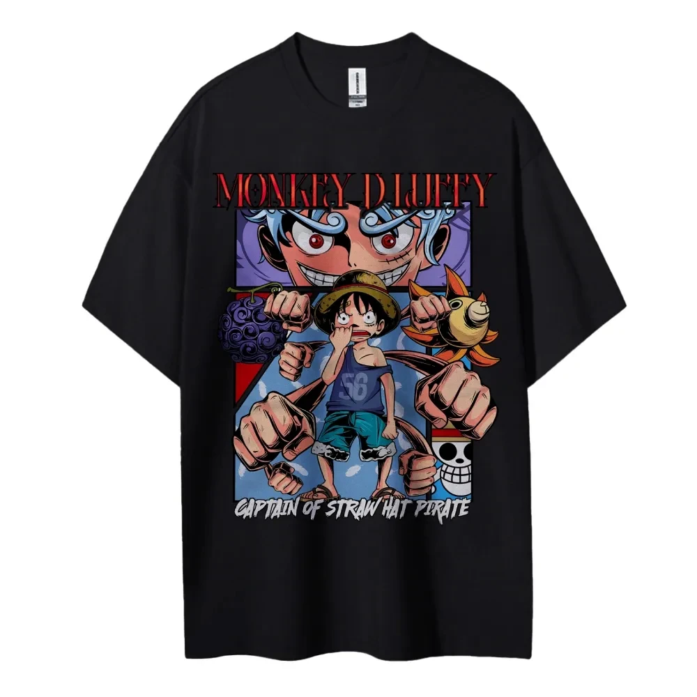

ONE PIECE Animation Derivatives Men's Oversized Graphic Printing Tshirt Black Summer Streetwear Casual 2025 Anime Top Clothing