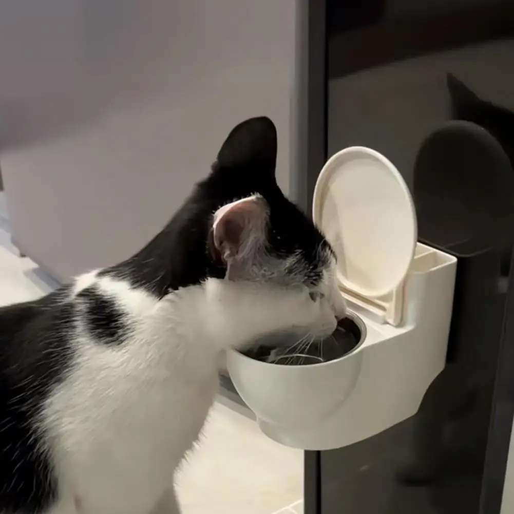 Cat Water Bowl Whisker Cat Bowl Toilet-shaped Pet Water Dispenser Funny Cat Dog Drinking Fountain Wall-mounted for Small