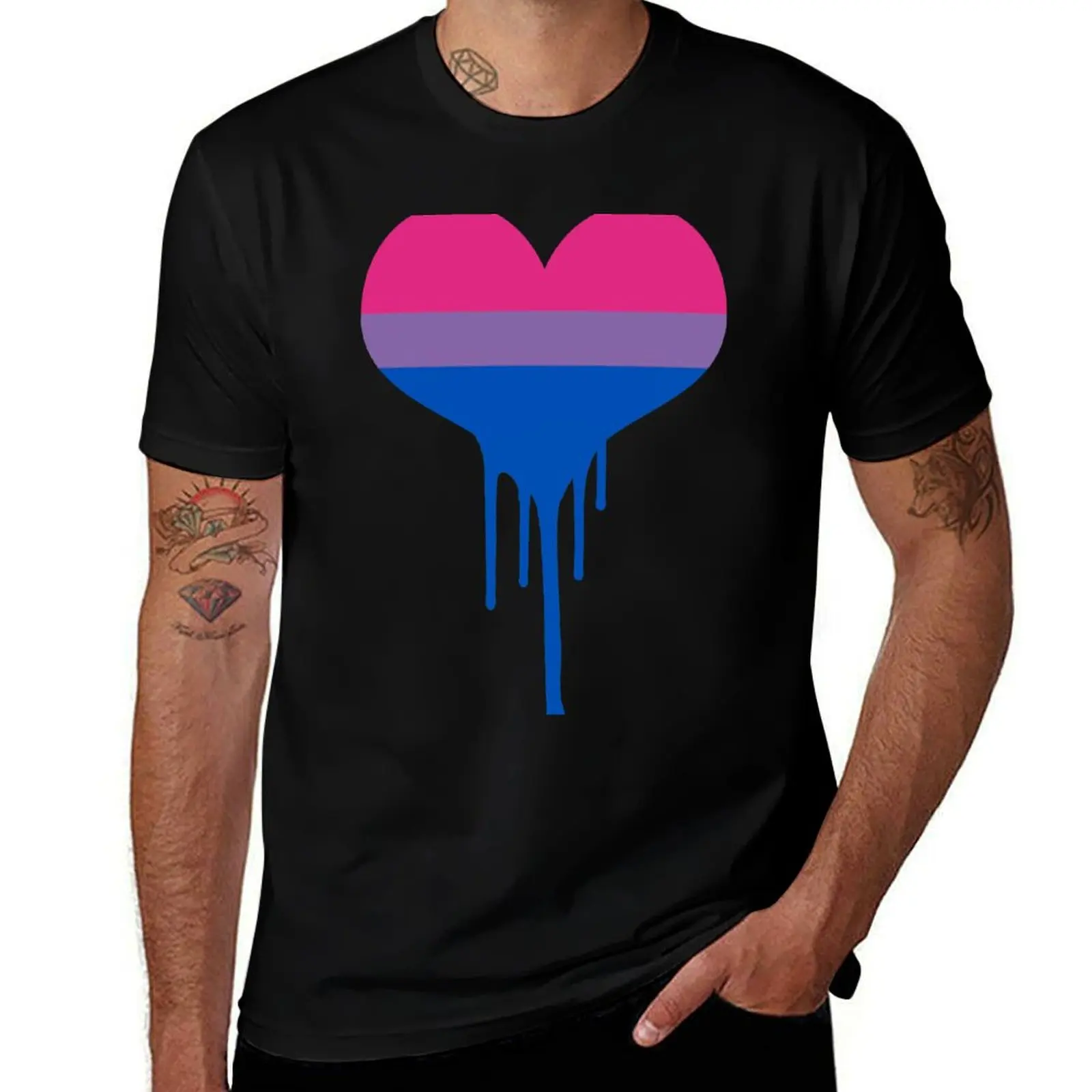 Bisexual Pride Heart T-Shirt Cool Feeling Summer Tee Shirt
