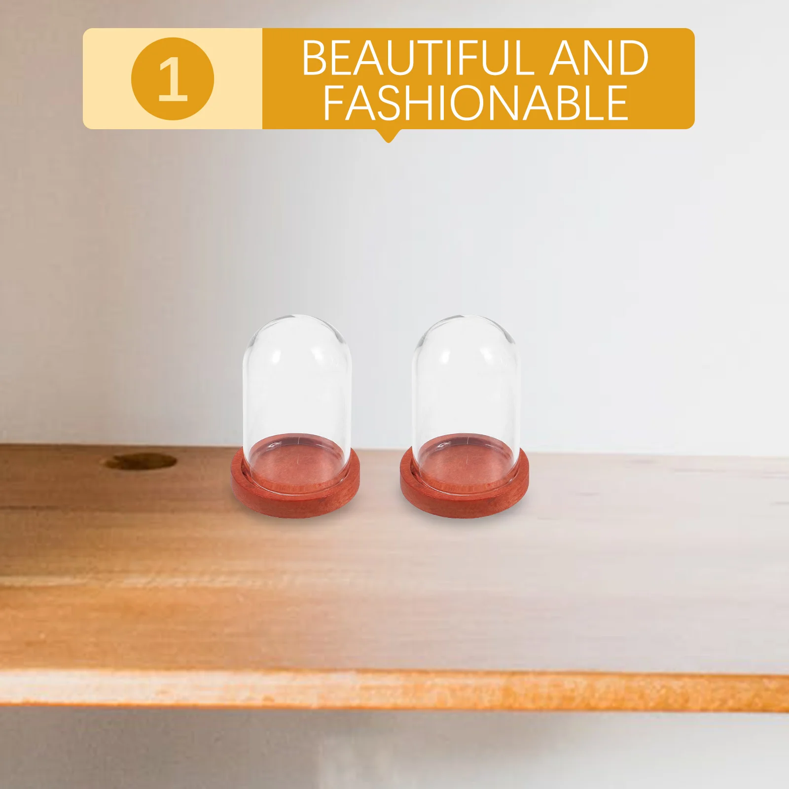 

10 set Mini Eternal Flower Glass Dome Clear Cloche With Wood Base For Diy Micro Landscape Decor Display Case Plant Dome Fairy