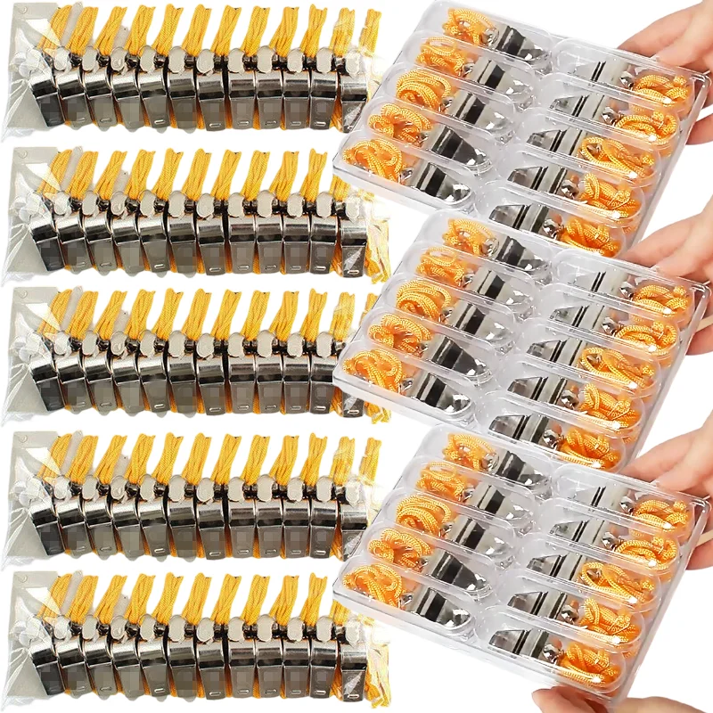 صافرة من الفولاذ المقاوم للصدأ بصوت عالٍ، صافرة رياضية احترافية، مدرب الحكم، كرة القدم، كرة السلة مع معدات النجاة في حالات الطوارئ