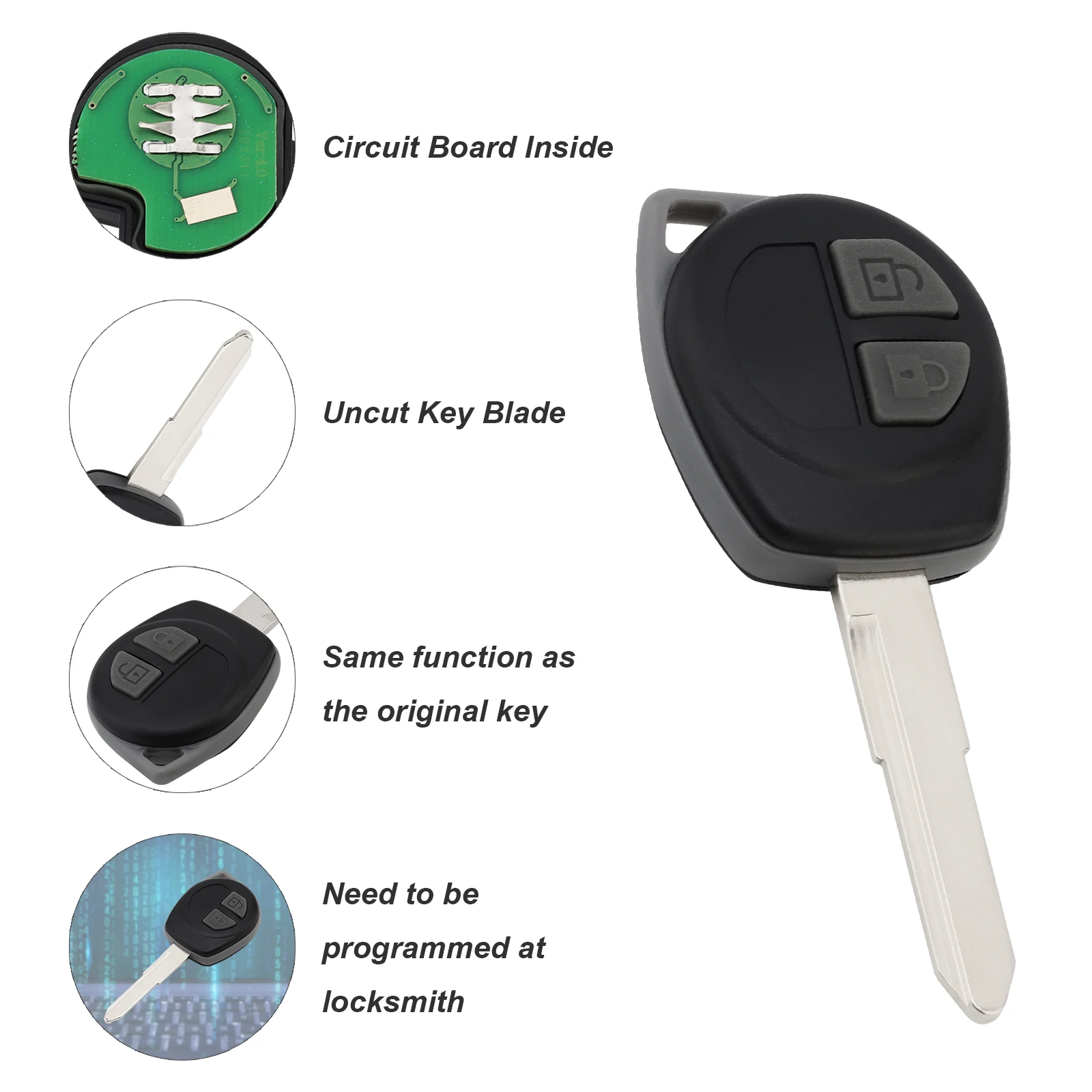 2ปุ่มรีโมทกุญแจรถ Fob HU87ใบมีด ID46ชิป Fit สำหรับ SUZUKI Swift Ignis SX4 Alto Key Case ฝาครอบ