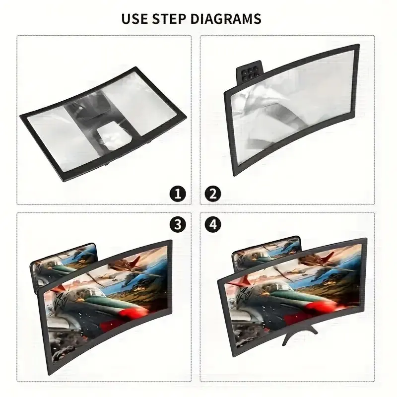 12 Inch ABS 3D HD Mobile Phone Screen Amplifier Multifuncational Curved Screen Wide Viewing Angle Magnifier Holder