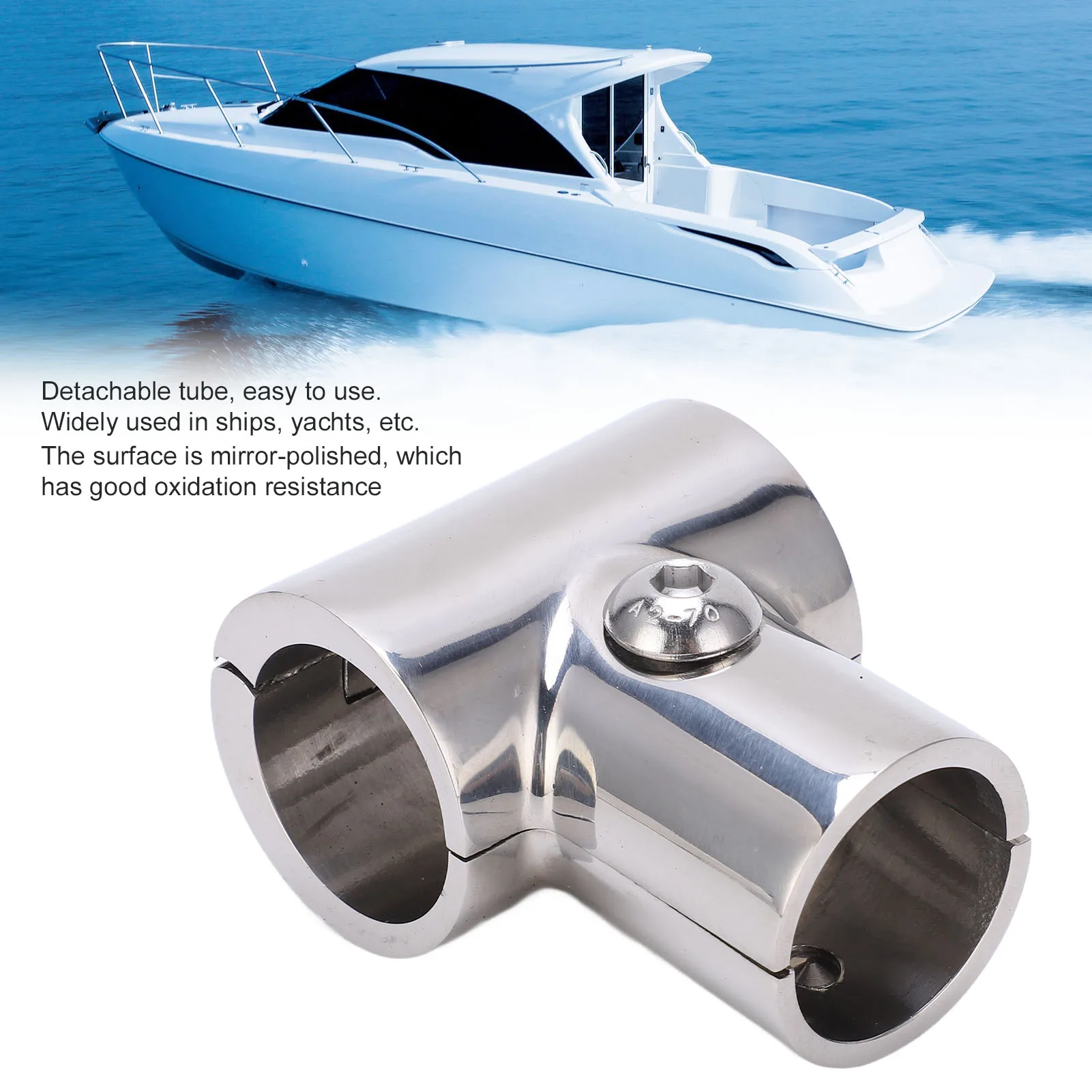 

90° T Tee Tube Pipe Connector 1in/25.4mm ID Separable Stainless Steel Boat Hand Rail Accessories T Tube Fitting T Hinged Tube
