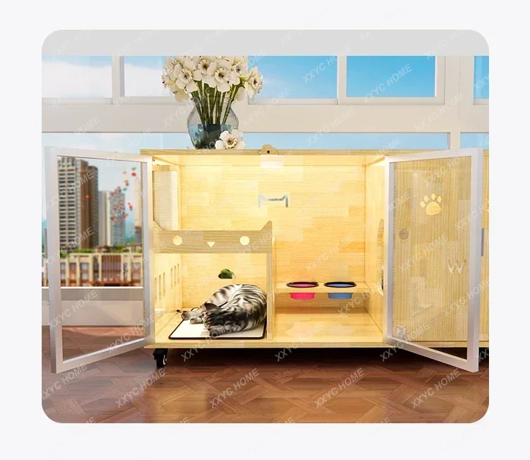 

FG52*Solid wood cat cage indoor household cat room large space cabinet