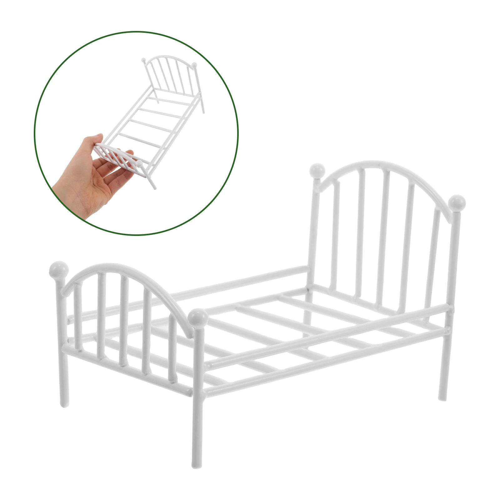 

Mini Iron Bed Flower Pot Stand Dollhouse Furniture Miniature Bedroom Set Wrought Iron Decor Compact Space-Saving Design for