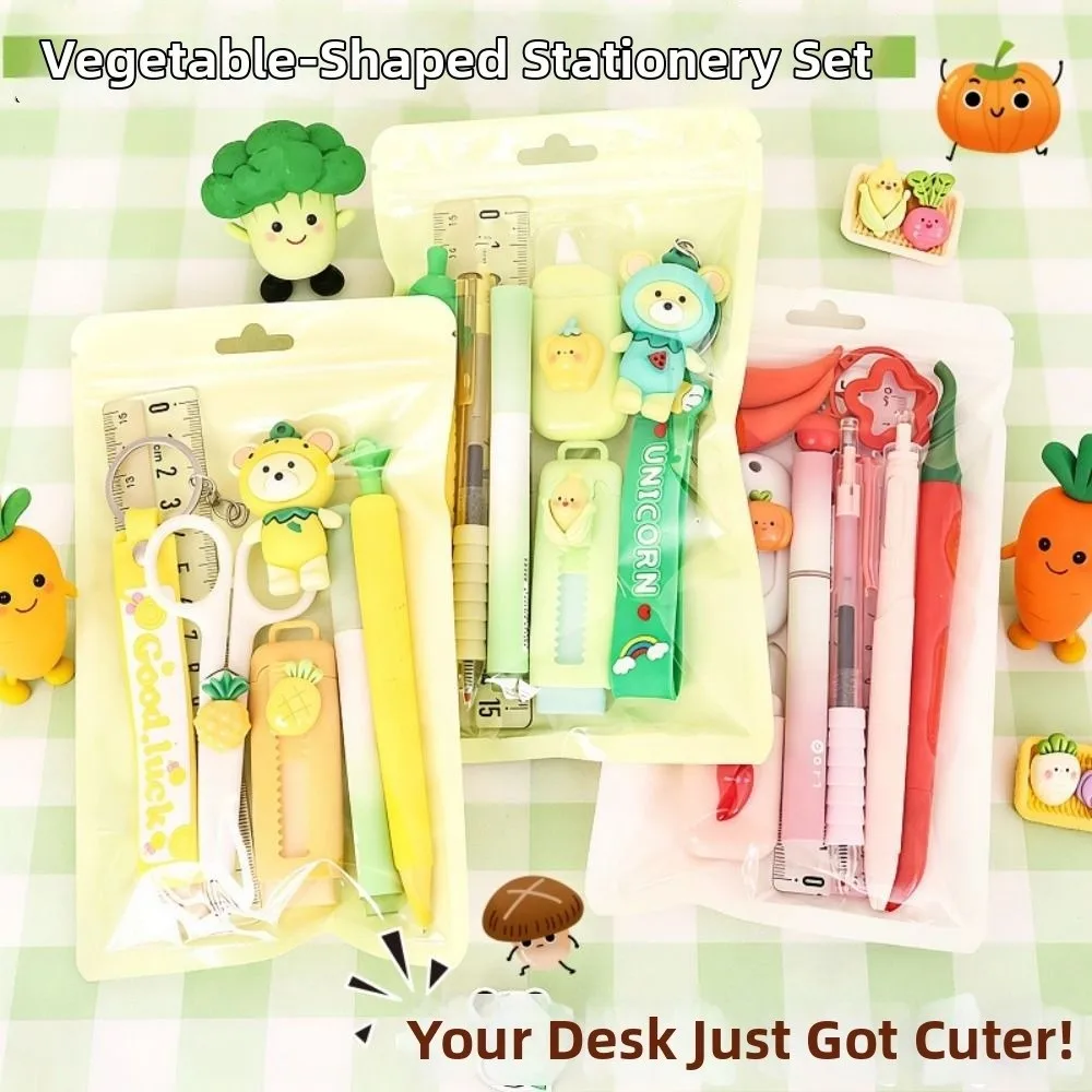 Simulated Vegetables Series Stationary Sets Multi-functional Gel Pen Highlighter Stationery Supplies Back to School Gift For