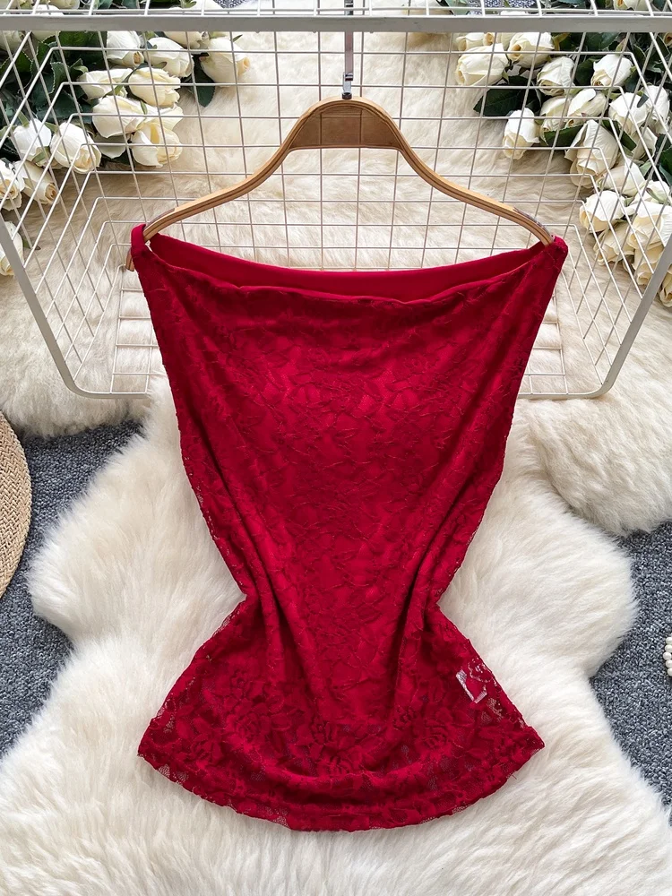 

Women's Lace Crop Top One-oulder Svel Slimming Summer Thin Sle Sexy Trendy ort Length Versatile Faion