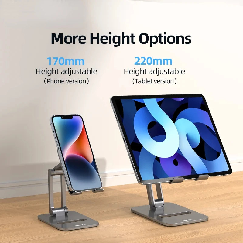 حامل حامل هاتف لوحي معدني قابل للطي من Rocoren لهاتف iPhone 14 13 iPad Pro Air Universal Desk Suporte para celular شاحن سيارة