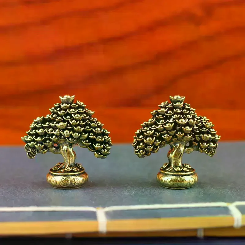 Brass Fortune Tree Ornaments Potted Tree Ingot Tree Retro Brass Ornaments Living Room Office Desktop Sculpture